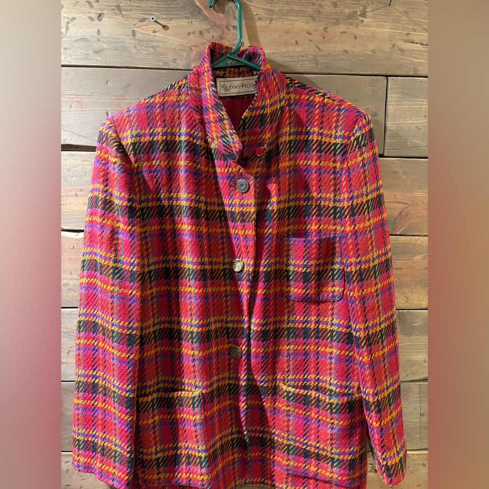 Evan Picone Multicolor Houndstooth Blazer